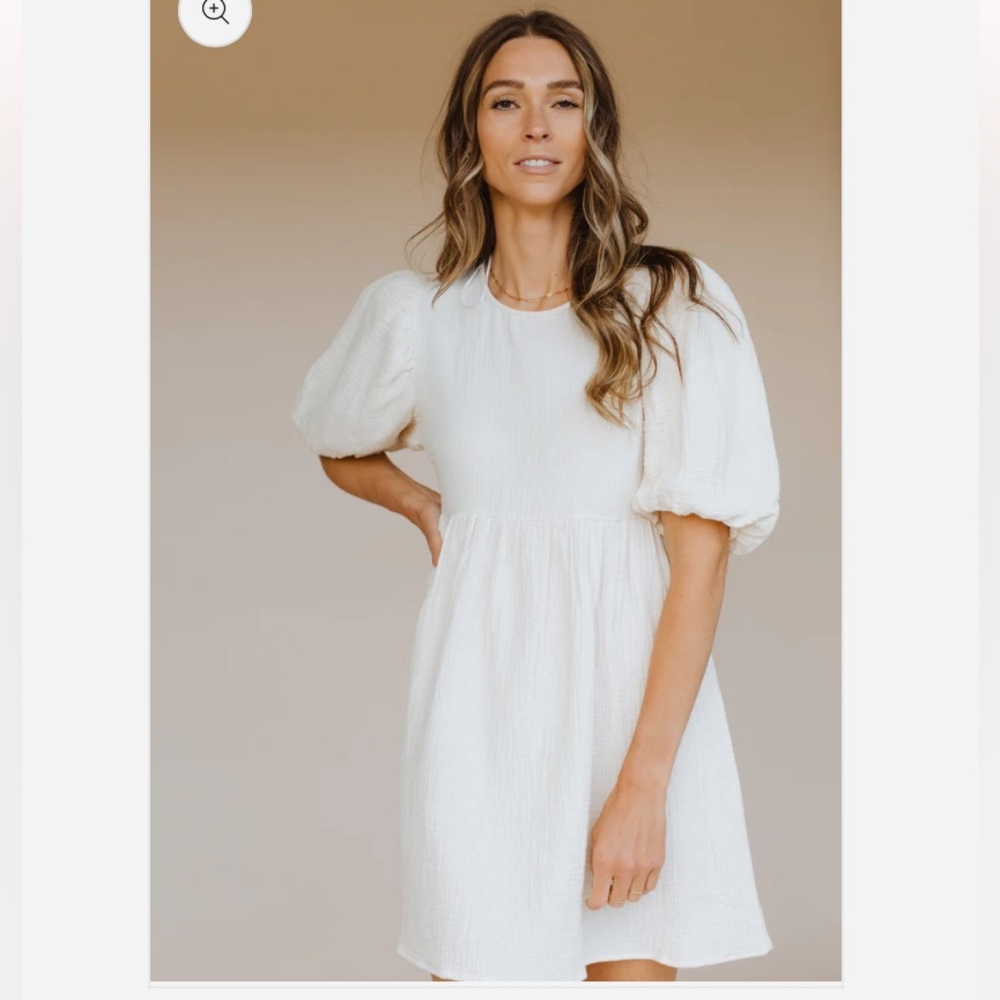 Women's Puff-Sleeve Mini Dress in White